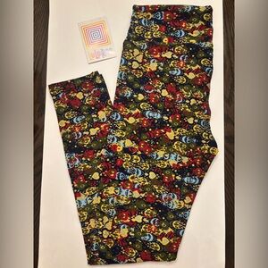 LuLaRoe Women OS Leggings - Blue/Red/Green/Tan